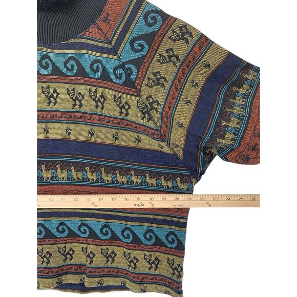 Vintage Christian de Castelnau Liquette Top Avant Garde Soft Cotton Large Aztec - Picture 4 of 10